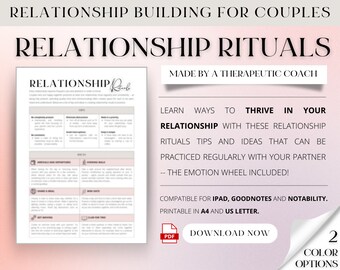 RELATIONSHIP RITUALS INFOSHEET -- Relationship building for couples / marriage counselling therapy / printable poster / office decor