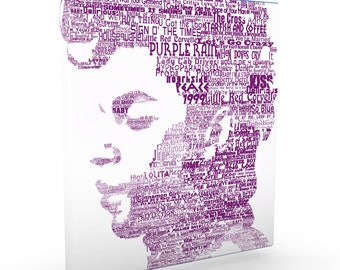 Prince Songs Portrait Tribute Canvas Print | Purple Rain | When Doves Cry | Kiss