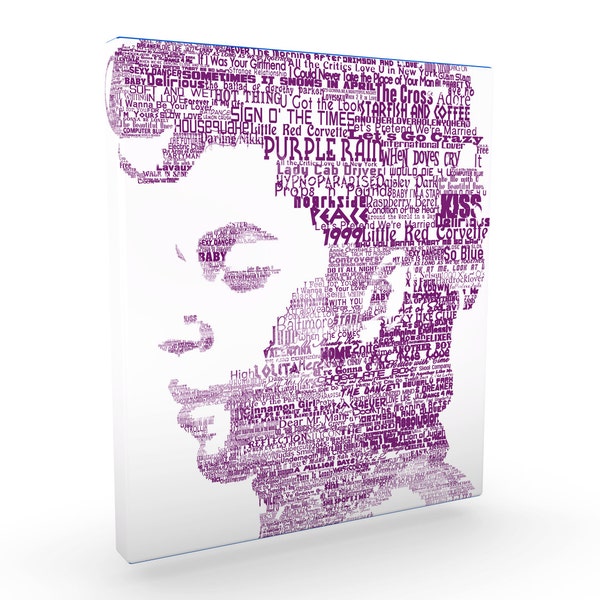 Prince Songs Portrait Tribute Canvas Print | Purple Rain | When Doves Cry | Kiss