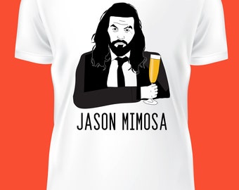 Jason Momoa buvant un t-shirt pardoy mimosa, unisexe