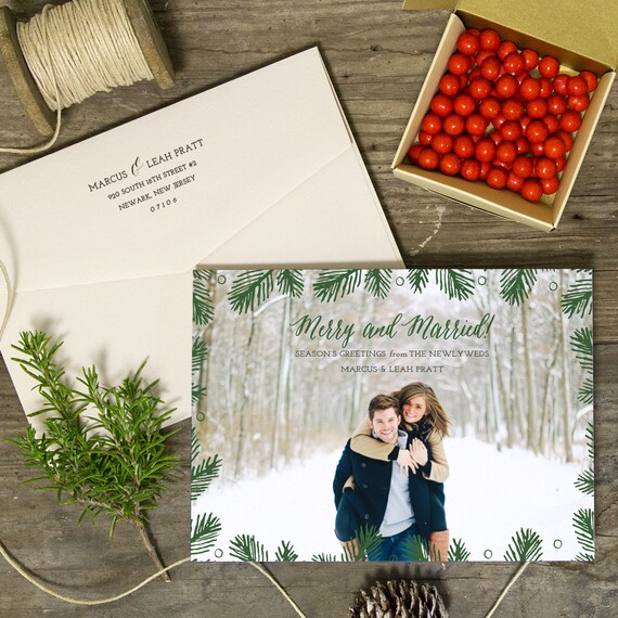 PRINTED Photo Christmas Invitation Card Newlywed's First Etsy