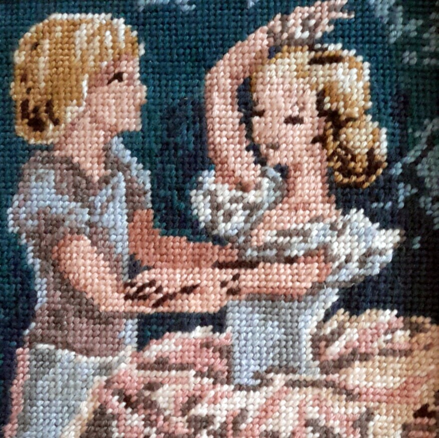 Ballet - Jeunes Danseurs de Ballet Tapisserie à Aiguille Cousue La Main Vintage Idéale Pour Coussin,