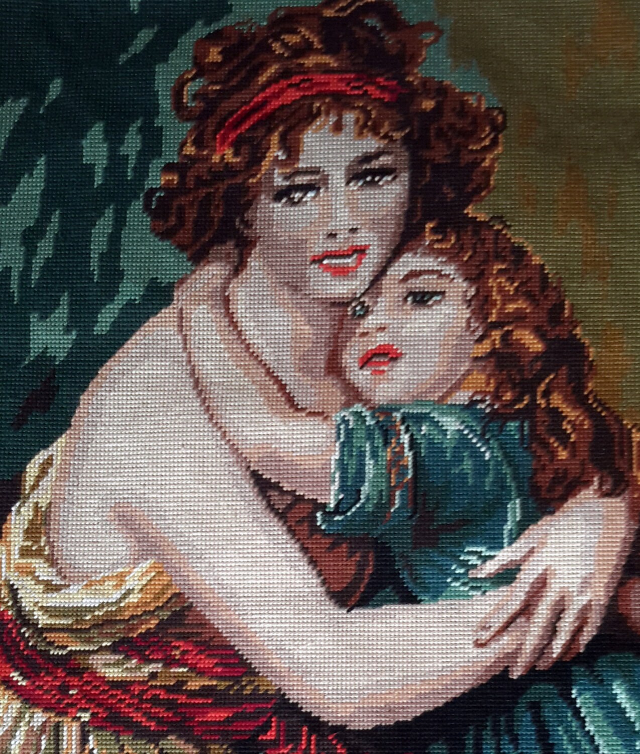 Madame Lebrun et Sa Fille - Grand Cru Cousues à La Main Laine Tapisserie Idéal Pour Mur/Coussin/Orei