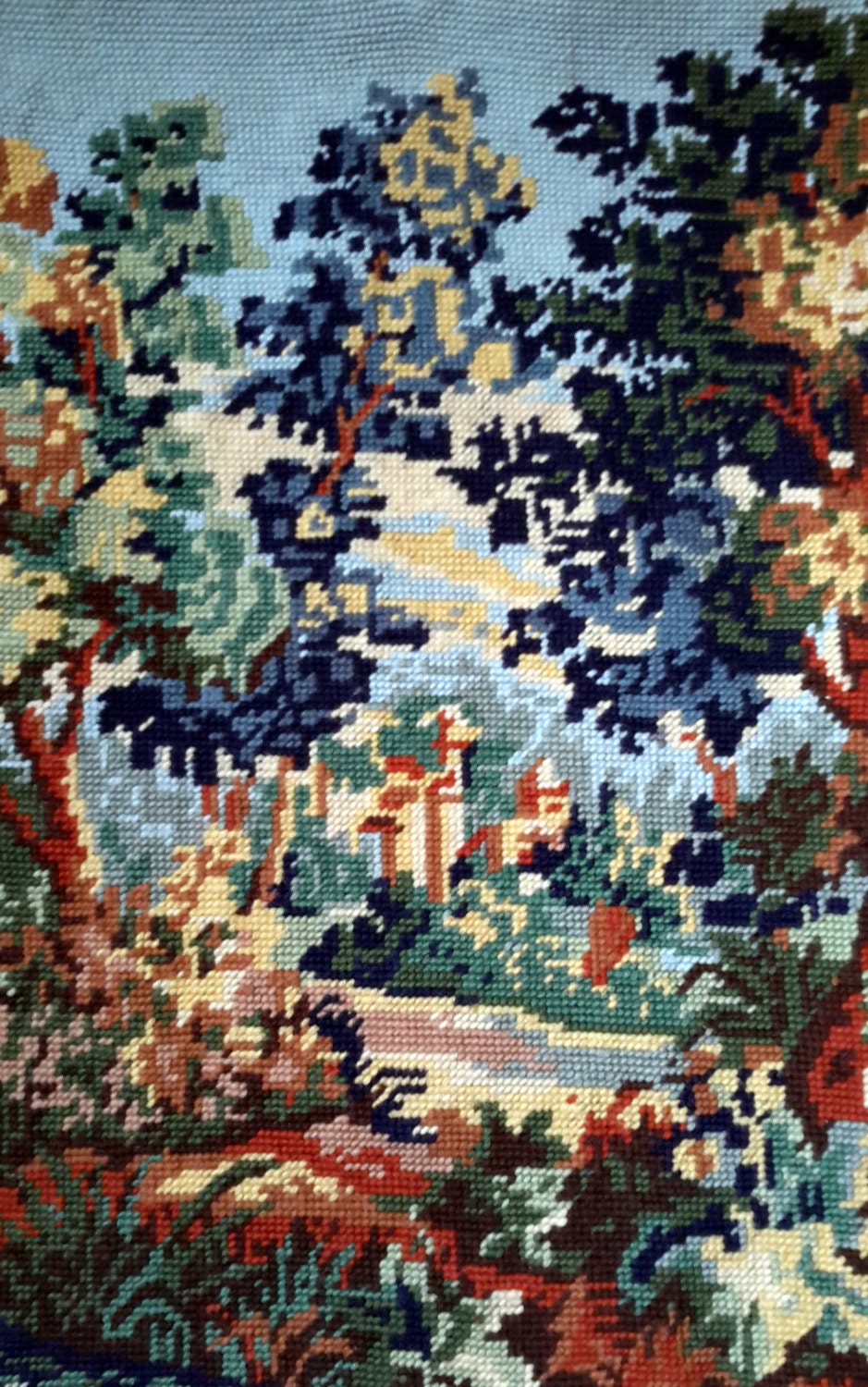 Verdure Romane - Paysage Vert Roman Vintage Scie à Aiguille Cousue La Main Tapisserie Idéale Pour Mu