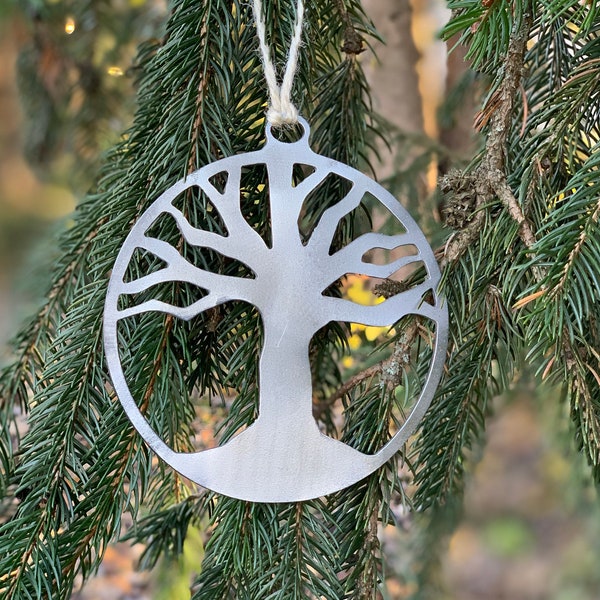 Round Metal Tree Christmas Ornament