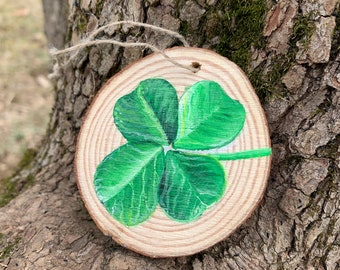 Hand Painted Four Leaf Clover Ornament