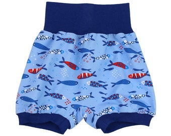 kurze Pumphose - Sommerhose *Fische hellblau*