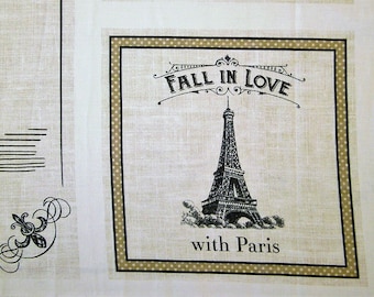 Cotton print - In love with Paris - Panel - 95 x 110 cm br.