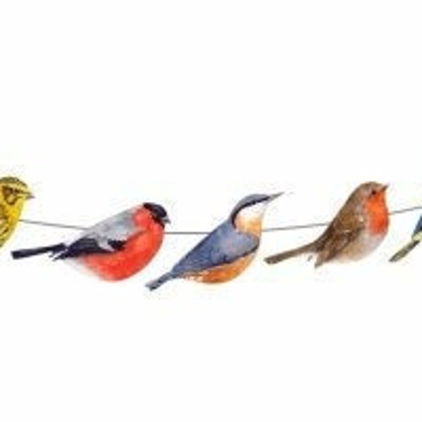Girlande Vögel aus Papier auf Metallkordel mit Magneten
