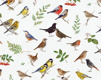 Printed fabric "Gardenbirds" 50x70 cm  tea towel