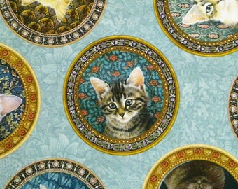 0.5 m cotton print fabric cat portrait approx. 110 cm wide