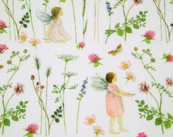 0,5 m Printed fabric  "Elf's Garden pink"  150 cm w.