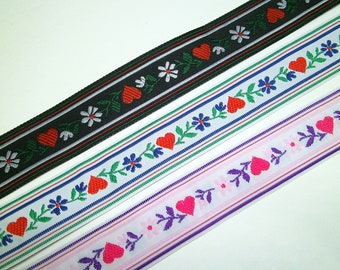 1 m Woven Ribbon "Bavarian Heart" 23 mm w Dirndl Oktoberfest bavaria