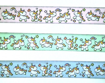 Nastro intrecciato da 1 m - unicorno arcobaleno - 18 mm br.