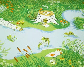 Tessuto stampato in cotone da 0,5 m - Frog Pond - 110 cm di larghezza. Design Heather Ross