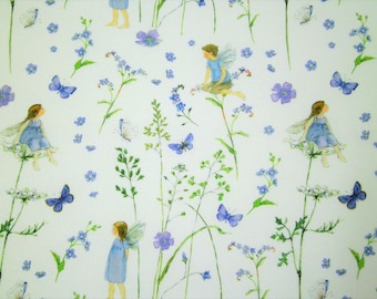 0,5 m Printed fabric "Gardenelfs" blue 150 cm w.