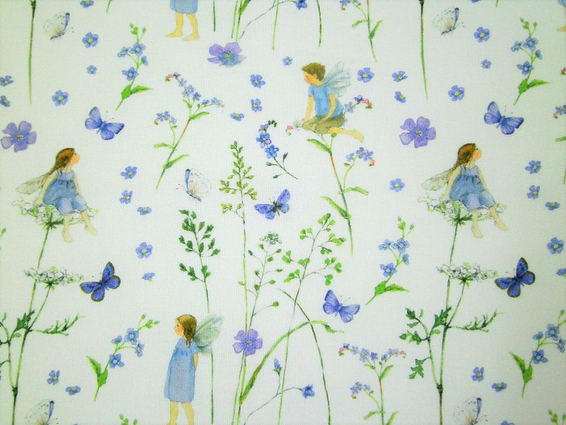 0,5 m Printed fabric Gardenelfs blue 150 cm w. image 1