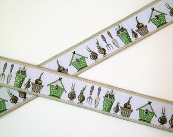 1 m Woven Ribbon "Garden Time" 16 mm w.