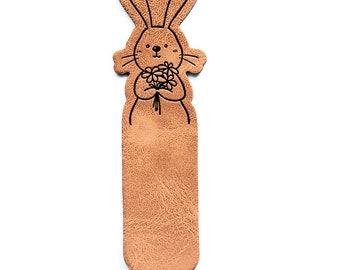 Faux leather fold label - Bunny - approx. 81 x 24 mm