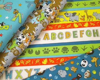 0.5 m cotton print fabric - A to Zoo - 110 cm br.