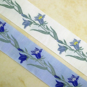 1 m Woven Ribbon "Gentian" 34 mm w. Dirndl Oktoberfest Bavarian