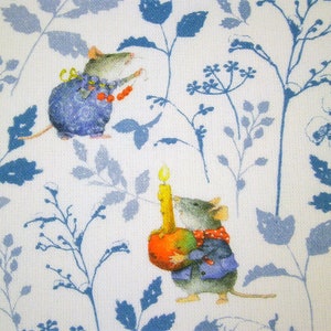 0,5 m Printed fabric "Mice-Blue"  145 cm w.