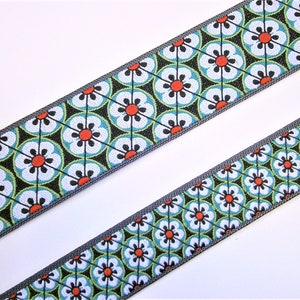 1 m Woven Ribbon "Flower Tile" 16/25 mm w. 100% polyester