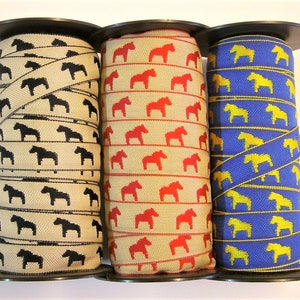 1 m di nastro tessuto "Cavallo svedese" 15 mm br. 100% cotone dalla Svezia