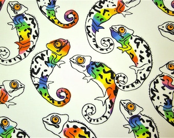 0,5 m Printed  cotton fabric "Rainbow Chameleon" 110 cm width