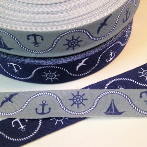 Sangle sergé coton 1 m "Maritime" largeur 20 mm