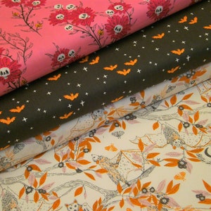 0,5 m Printed cotton fabric Sweet 'n Spookier Bat Night 110 cm w. image 5