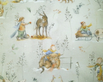 0,5 m tessuto stampato - Inverno in fattoria - ca. 160 cm br.  Design Sophia Drescher