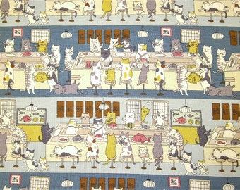 0.5 m Japanese print fabric "Sushi for Pussies" 110 cm wide. kokka