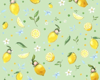 0.5 m Print Fabric Organic Cotton Fabric - Sweet Lemons - 150 cm wide Dollbelge Fabric / Daniela Drescher