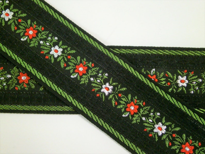 1 m Woven Ribbon Garland of Flowers alpin 42 mm w Dirndl Oktoberfest bavaria image 1