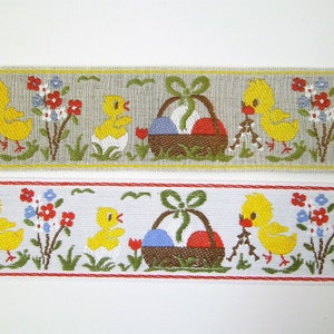 1 m Webband  - Osterküken - 50 mm br. Baumwolle Ostern