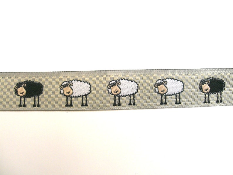 1 m Woven Ribbon Sheep 16 mm w. grey beige image 4