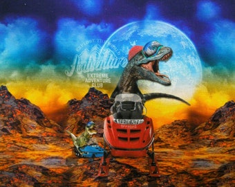 Gym bag panel print - Dinosaur - digital print 100% cotton 50 x 150 cm