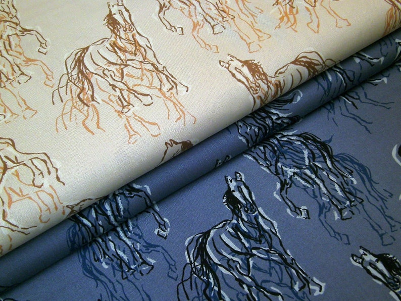 0,5 m Printed fabric Wild Horses 110 cm w. image 1