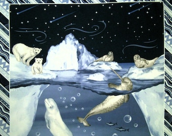 Tessuto stampato a pannello da 0,6 m - Polar Splasher - motivo XL - ca. 60 x 110 cm br. 100% cotone