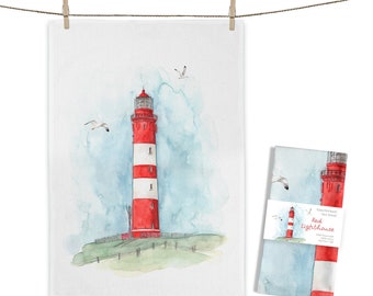Cotton tea towel Red Lighthouse approx. 50 x 70 cm