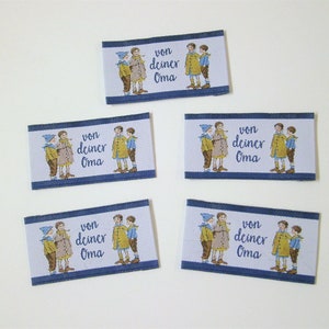 5  Webetiketten  "Von Deiner Oma" ca. 30x55 mm vorgefaltet