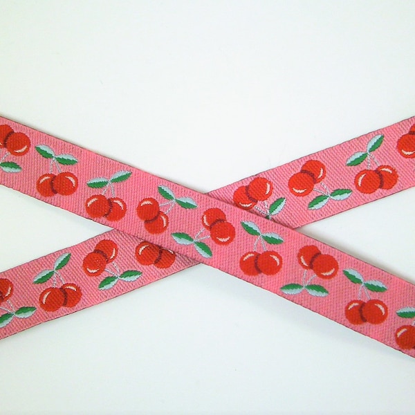 1 m Woven Ribbon "Cherry" 12 mm Design Jolijou.de