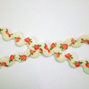 1 m printed Rickrack trim Roses 8 mm w Flowers image 7