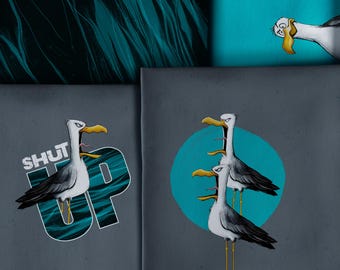 Tela di cotone - Seagull Ole - di Thorsten Berger 100% cotone circa 150 x 90 cm