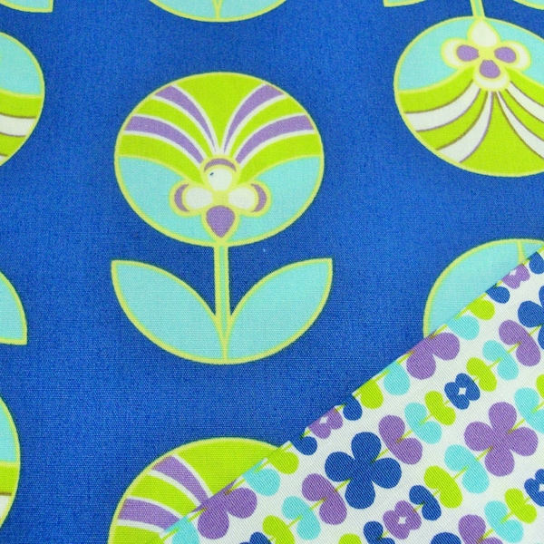 0,5 m Printed fabric "Color me retro" 114 cm w. Flower Retro