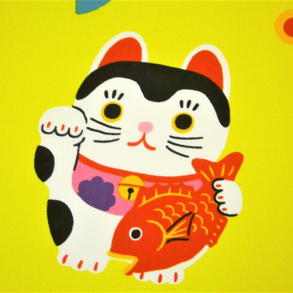 0,5 m japanese fabric "Lucky Cat" 110 cm br. Kokka