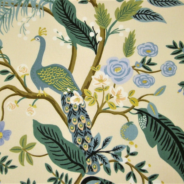 0.5 m cotton canvas fabric - Vintage Garden - Peacock - 110 cm wide