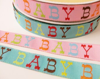 1 m Woven Ribbon "Baby" 17 mm w.