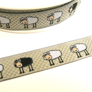 1 m Woven Ribbon Sheep 16 mm w. grey beige Beige